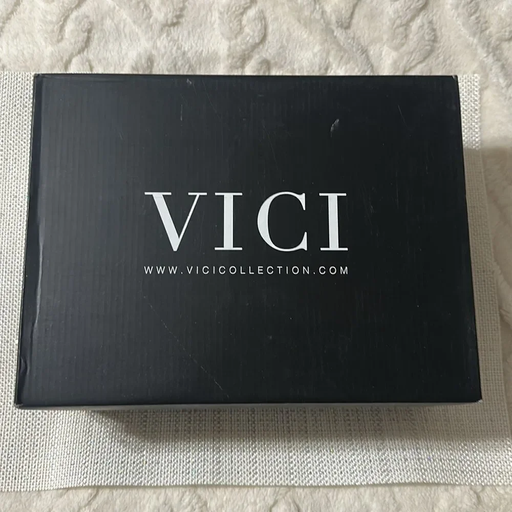 VICI 10 Celeste Black Metallic Studded Block Heel Strappy Multi Buckle Sandal - Picture 12 of 13